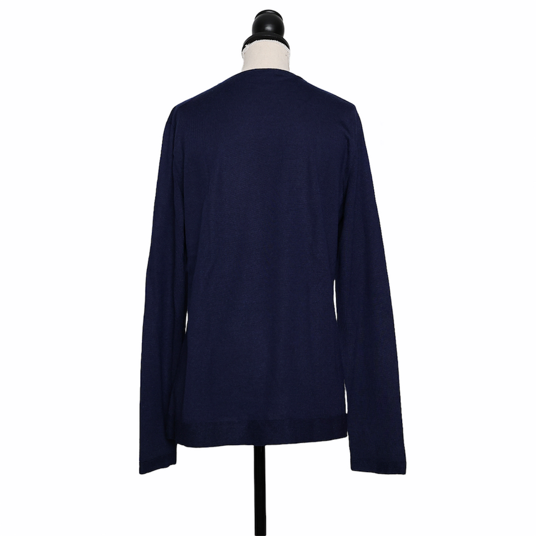 Akris cashmere and silk crew neck sweater with short sleeves - dark blue