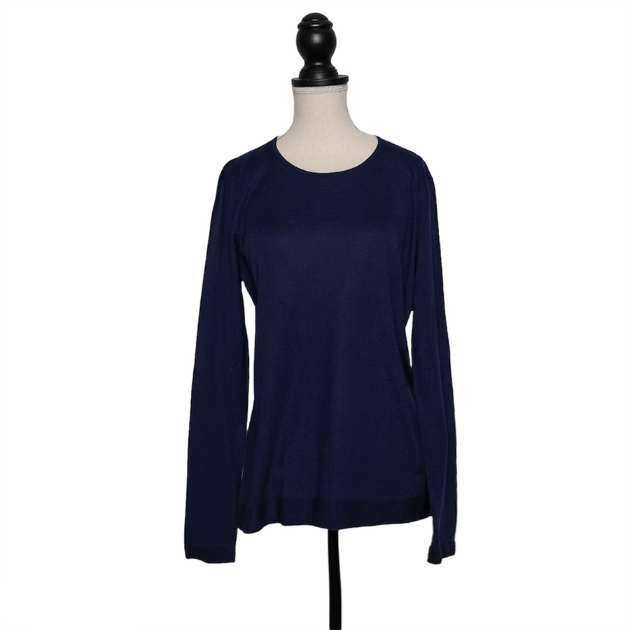 Akris cashmere and silk crew neck sweater with long sleeves - Dark blue