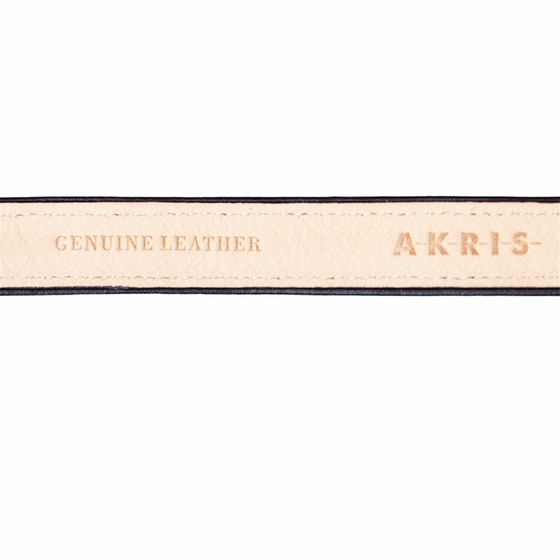 Akris Slim Leather Belt with Trapeze Buckle - Dark Blue