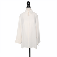 Akris silk blouse with a stand-up collar and a zip closure
