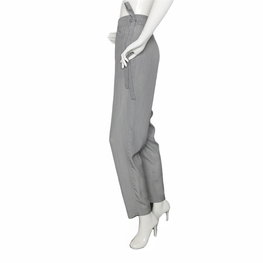 Akris wide silk pants with pinstripe and stretch waistband