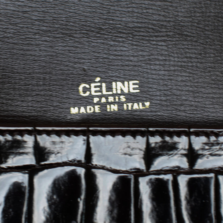 Celine Vintage Crocodile "Triomphe" Schultertasche mit Handspiegel