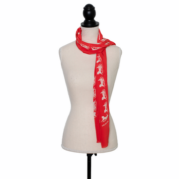 Celine Red silk scarf with carriage print