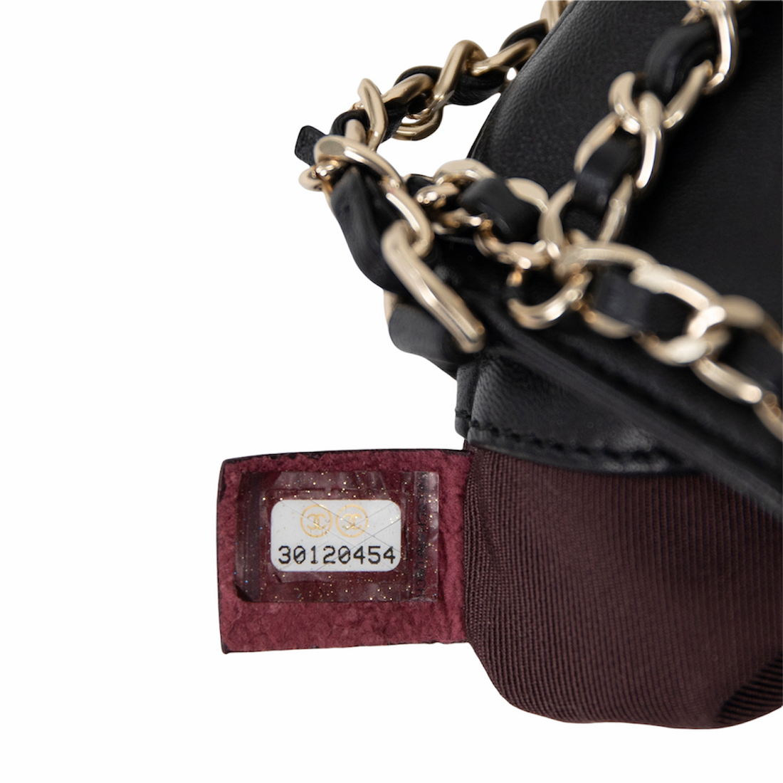 Chanel Black Leather & Chain-Link Phone Bag
