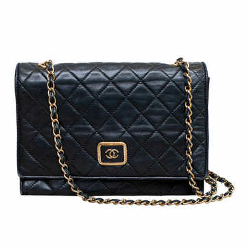 Chanel vintage flap bag with gold logo closure
