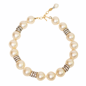 Chanel vintage pearl choker with rhinestone embellishments