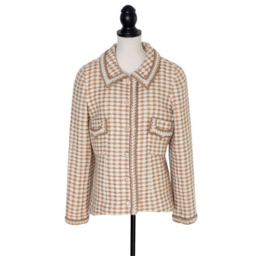 Chanel Beiger Vintage Tweed-Blazer im Pepita-Look