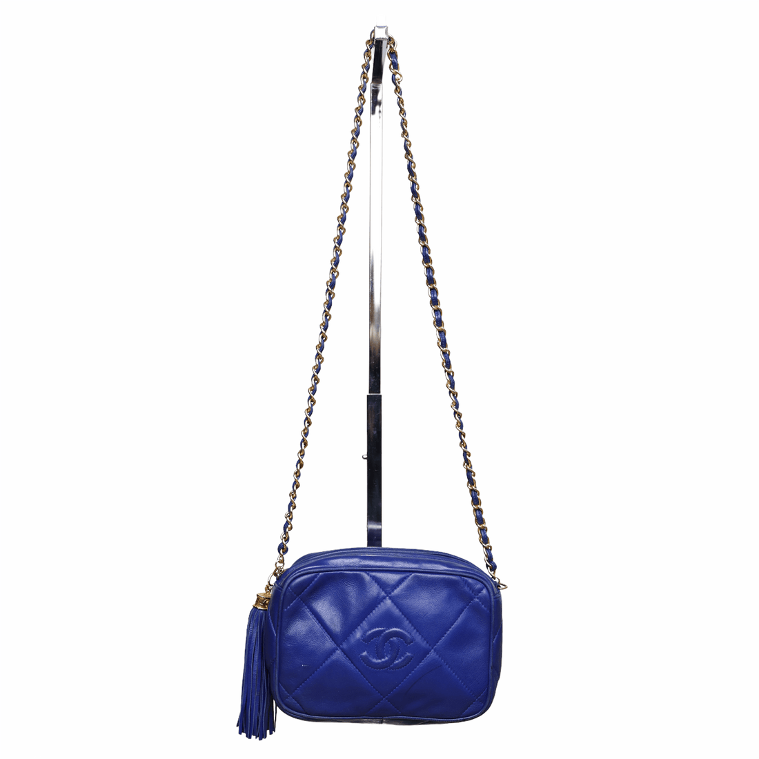 Chanel Navy Blue Diamond Quilted Leather Vintage CC Camera Tassel Bag  Chanel | The Luxury Closet