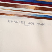 Charles Jourdan gestreiftes Seidentuch Creme / Multicolor