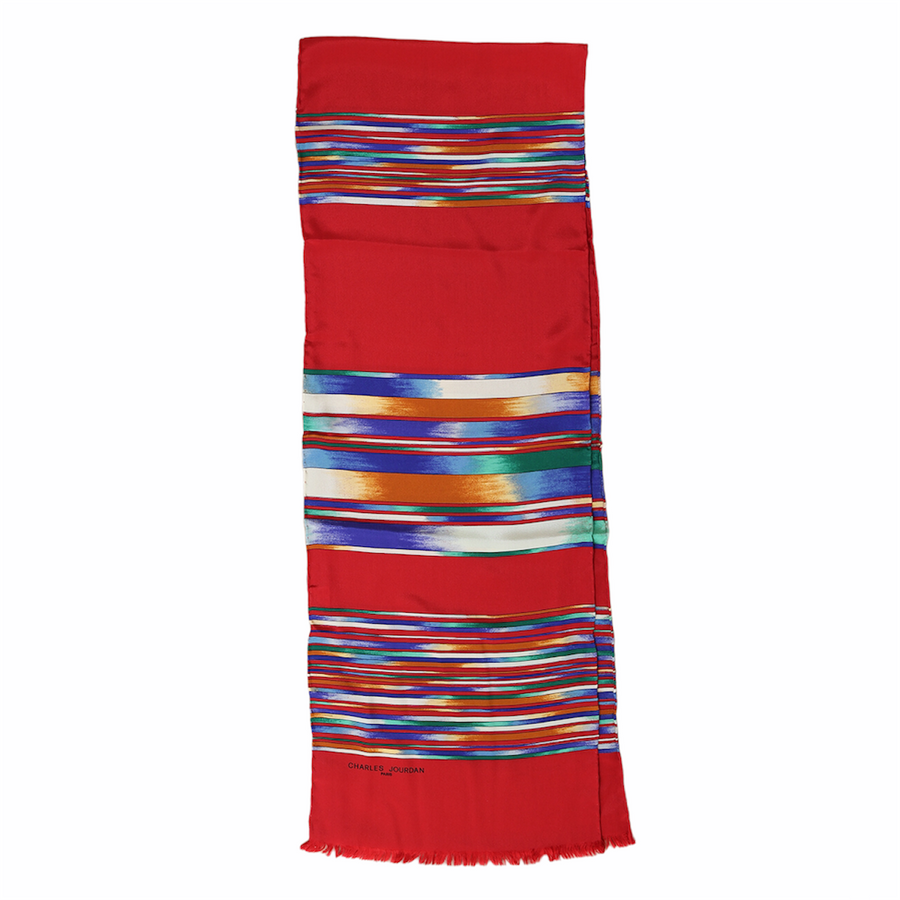 Charles Jourdan Striped Silk Scarf Red / Multicolor