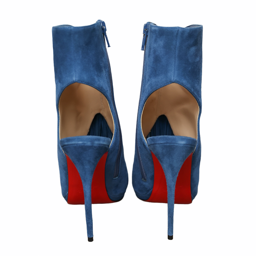 Christian Louboutin open toe ankle booties with fringes