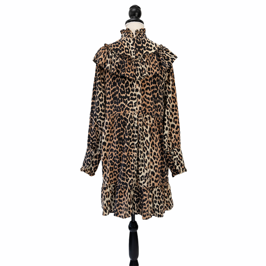 Ganni leopard print dress with ruffles