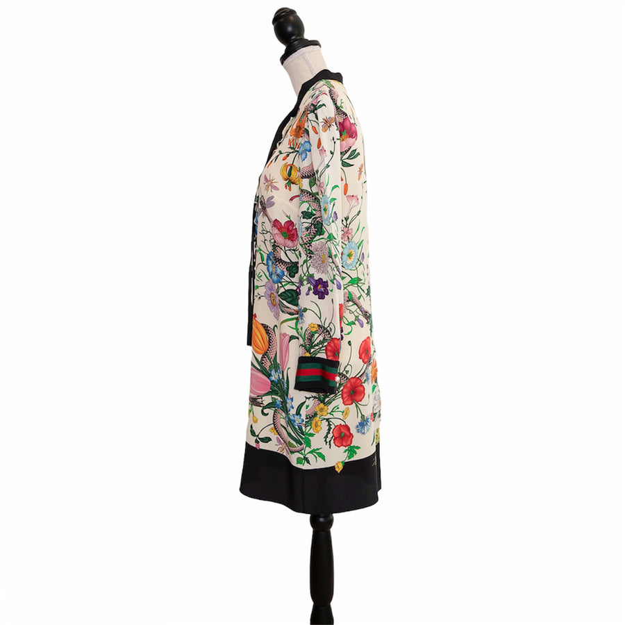 Gucci Minikleid mit floralem Muster und Rüschenborte
