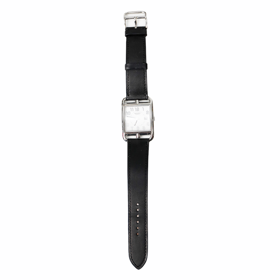 Hermès 29 x 29 Cape Cod women&#39;s watch with black leather strap