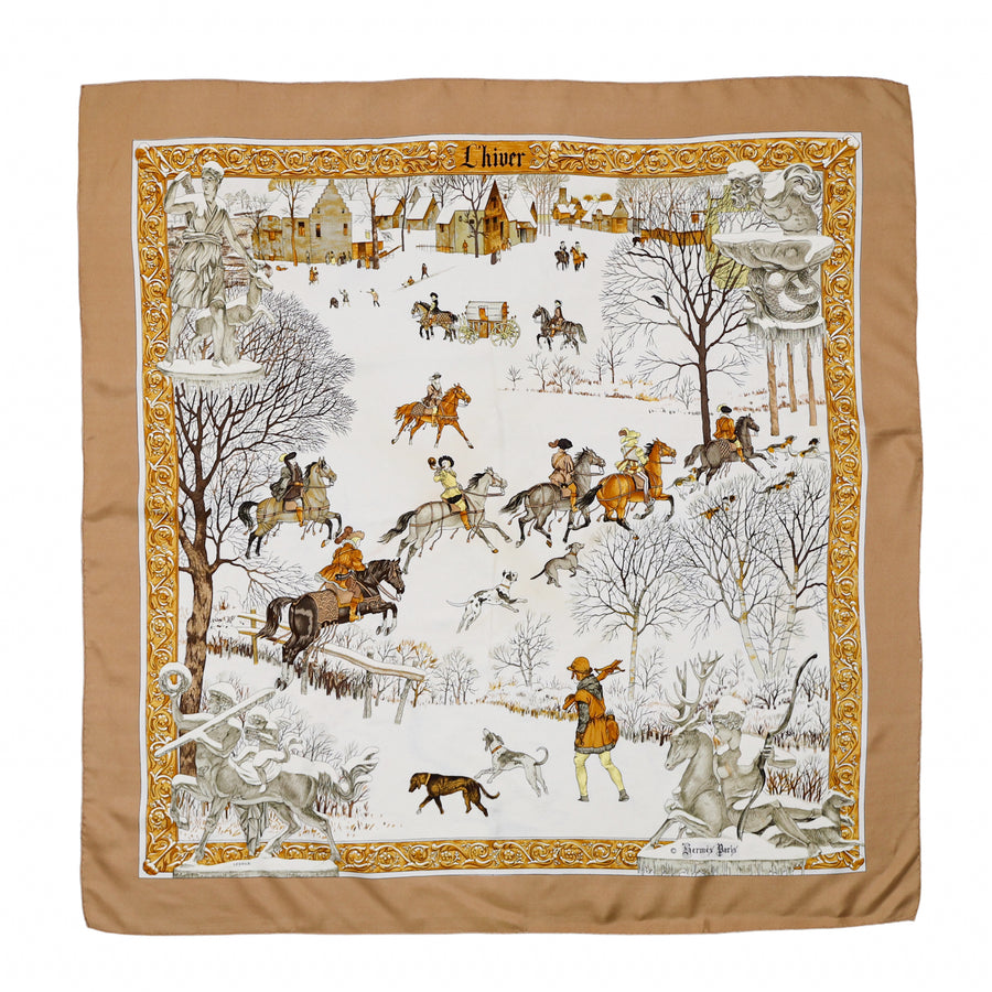 Hermès "L'hiver" silk scarf