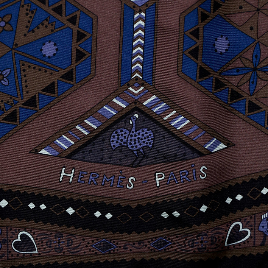 Hermès silk scarf "Ors Bleus D'Afrique"