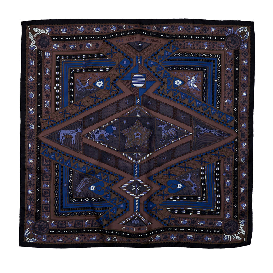 Hermès silk scarf "Ors Bleus D'Afrique"