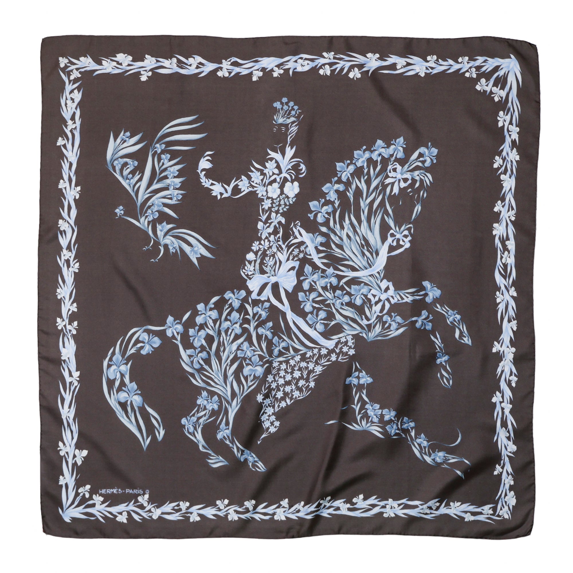 Hermès floral print silk scarf