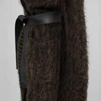 Hermès Strickmantel mit Wickelgürtel aus Leder