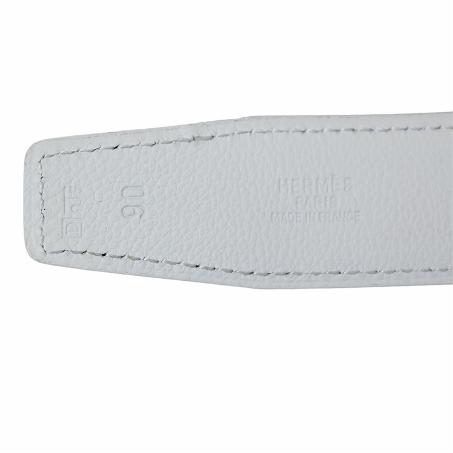 Hermès Wendegürtel "H" mit Silberner Schließe 30mm in Schwarz und Creme