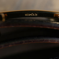 Hermès Wendegürtel "H" mit goldener Schließe 24mm in Schwarz und Dunkelbraun