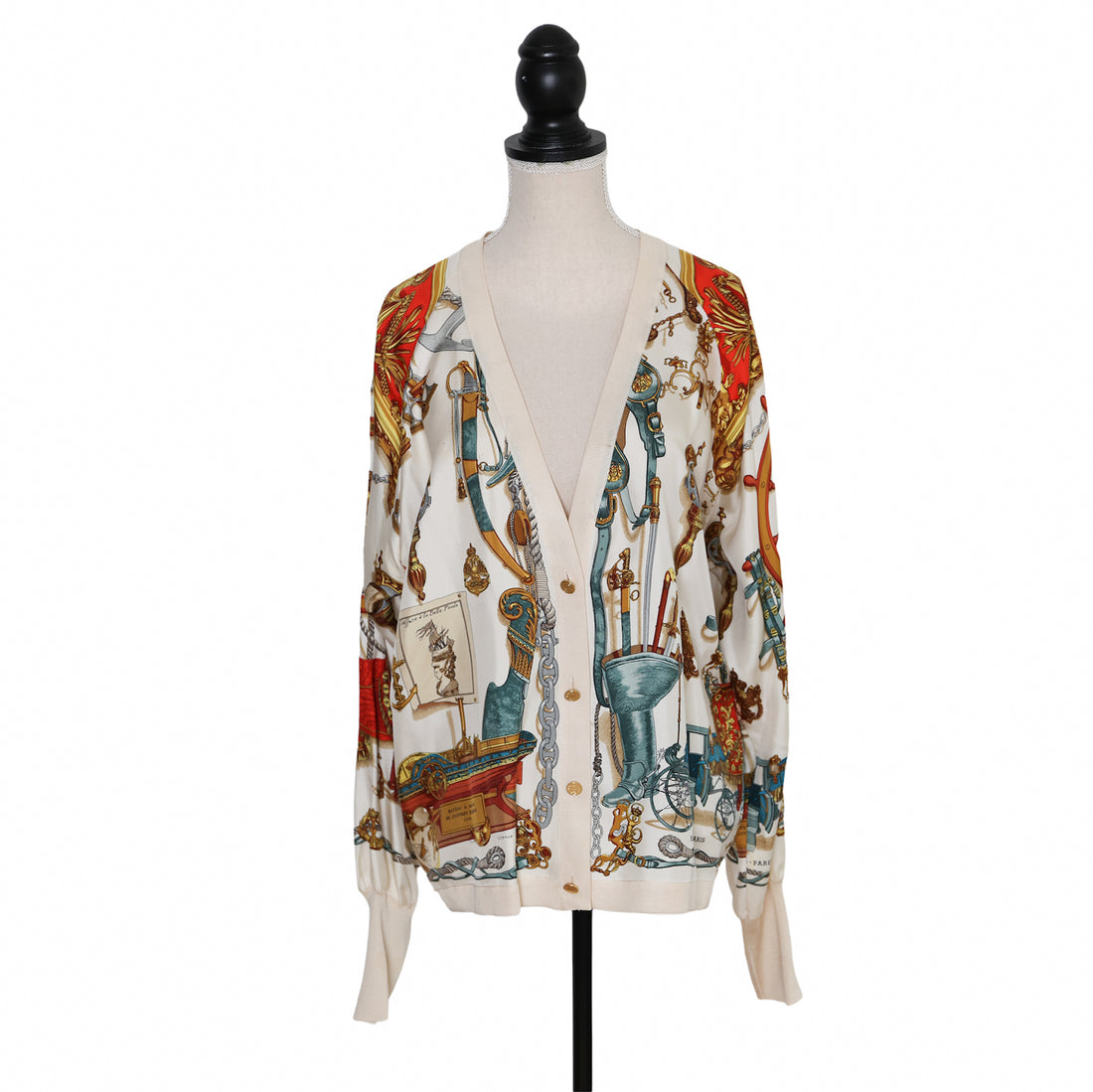 Hermès 1992 "Musée" silk cardigan