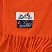 Hermès Kaschmirschal mit Fransen in Orange