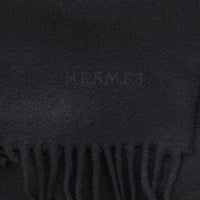 Hermès Kaschmirschal mit Fransen in Schwarz