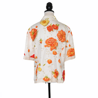 Hermès Kurzarm-Bluse mit Rosenprint