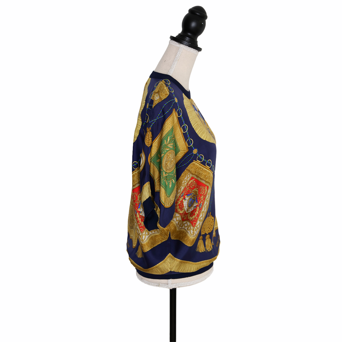 Hermès coat of arms print silk top