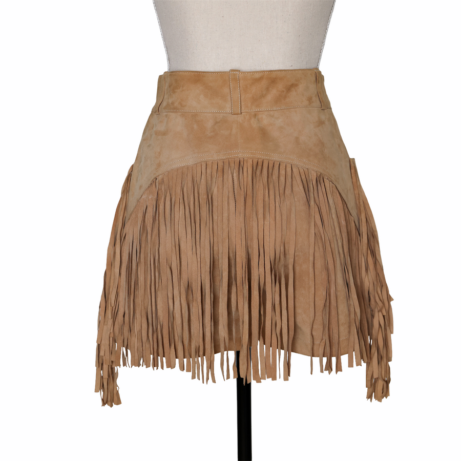 Hermès suede shorts with fringes