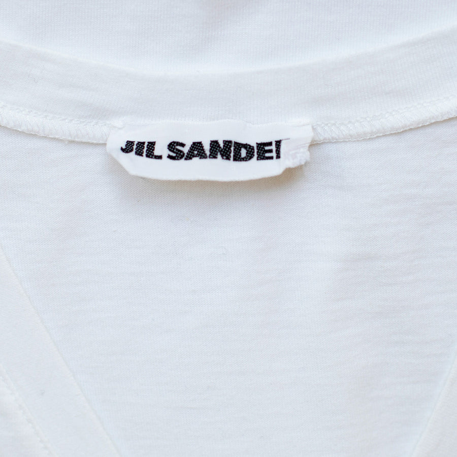 Jil Sander T-Shirt mit V-Ausschnitt Weiß