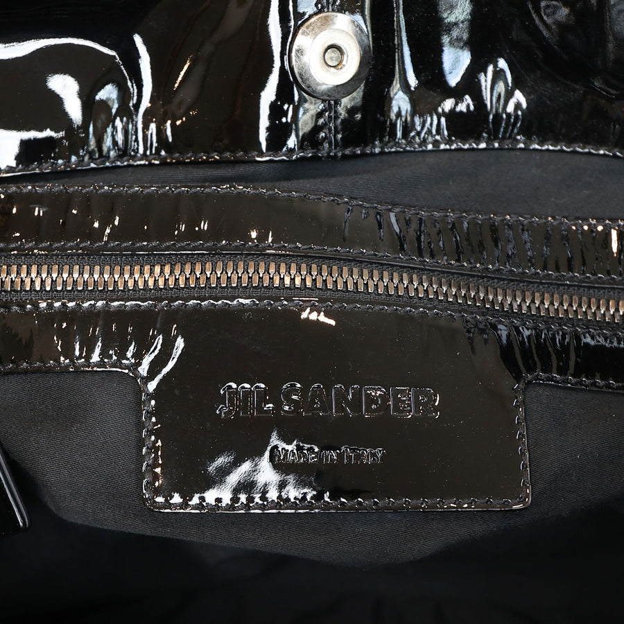 Jil Sander crinkled patent leather shopper