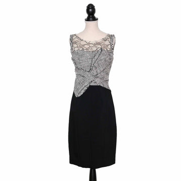 Karen Millen two-tone lace and tweed cocktail dress