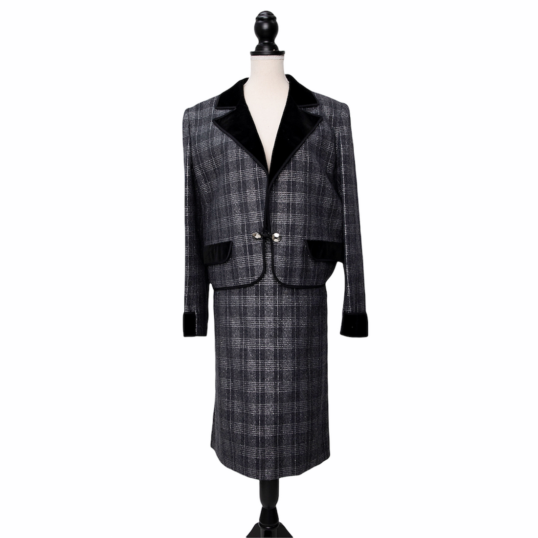 Nina Ricci vintage wool suit with velvet details