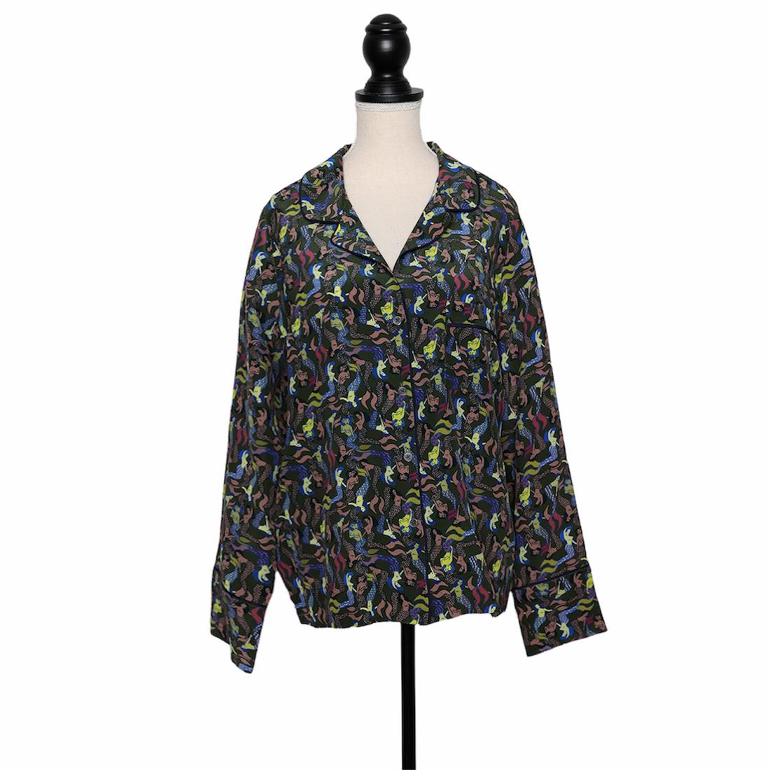 Odeeh Bluse im Pyjamalook mit Meerjungfrauen-Print