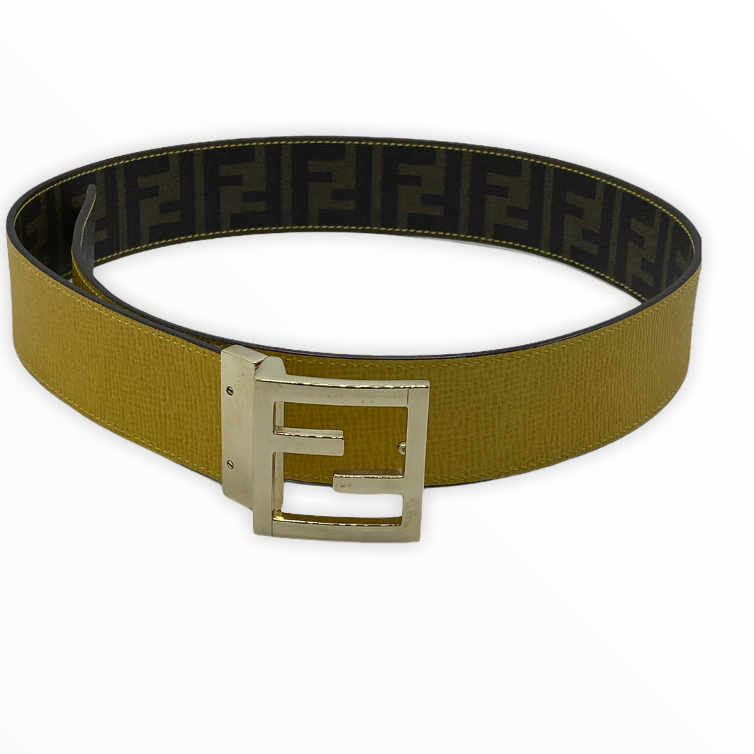 FENDI signature reversible belt with logo buckle in gold