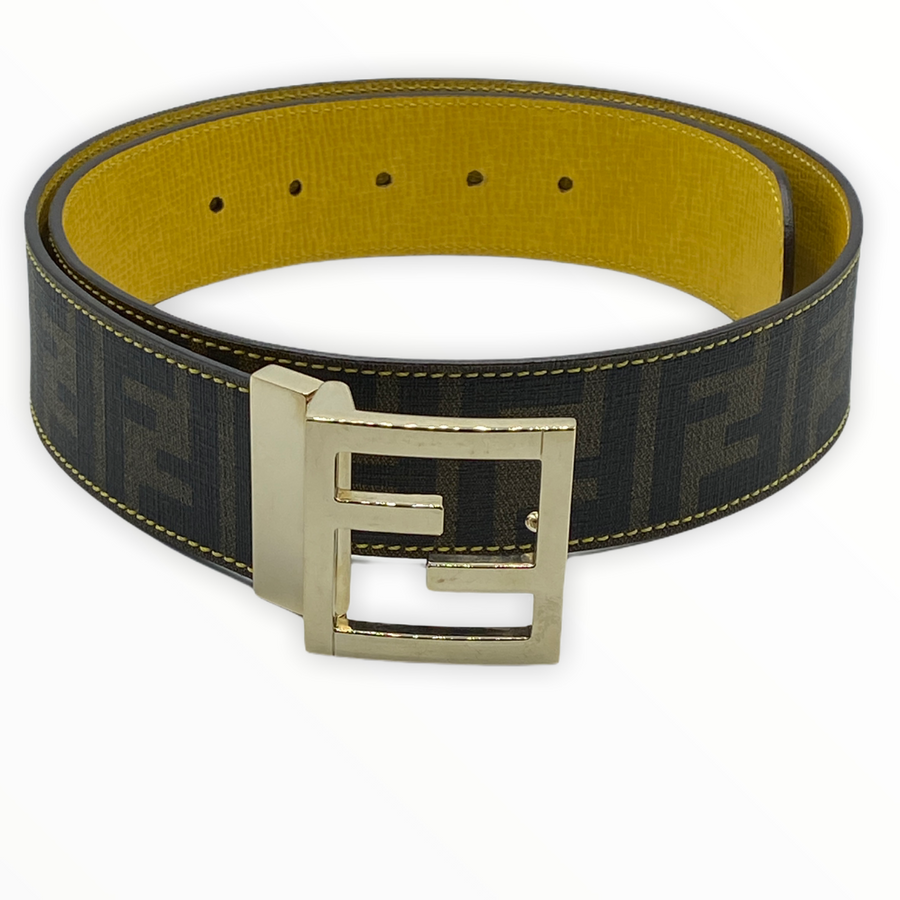 FENDI signature reversible belt with logo buckle in gold