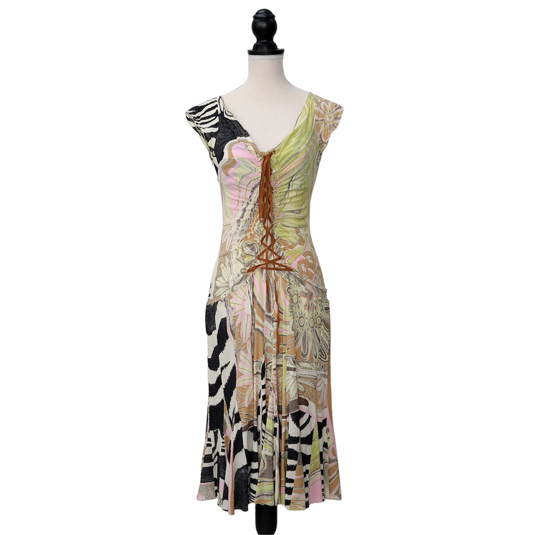 Roberto Cavalli Vintage Kleid mit plissiertem Rock im Carrie Bradshaw Look
