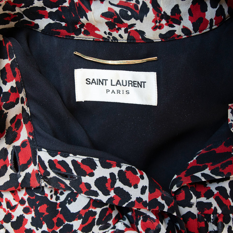 Saint Laurent midi dress in leopard print