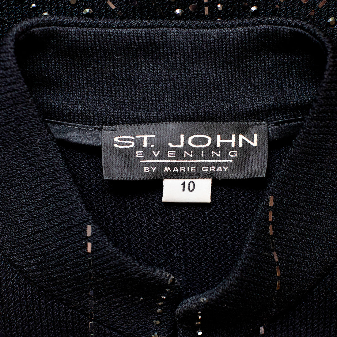 St. John Evening Embroidered Zipped Jacket - Black