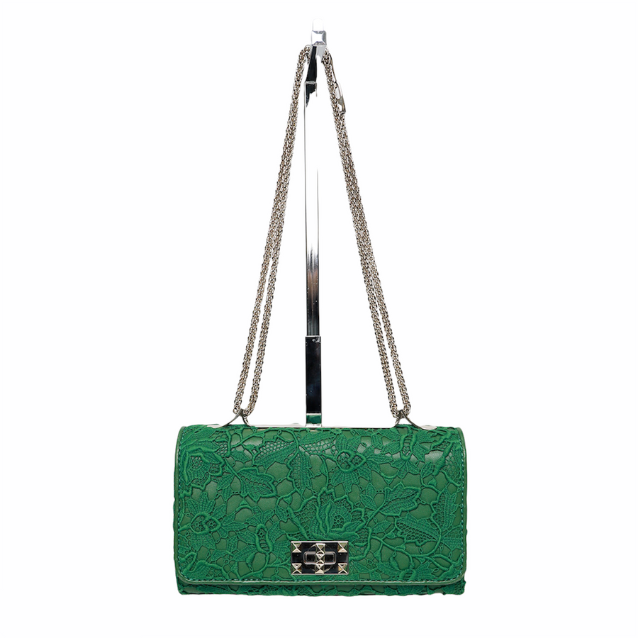 Valentino flap bag in green lace