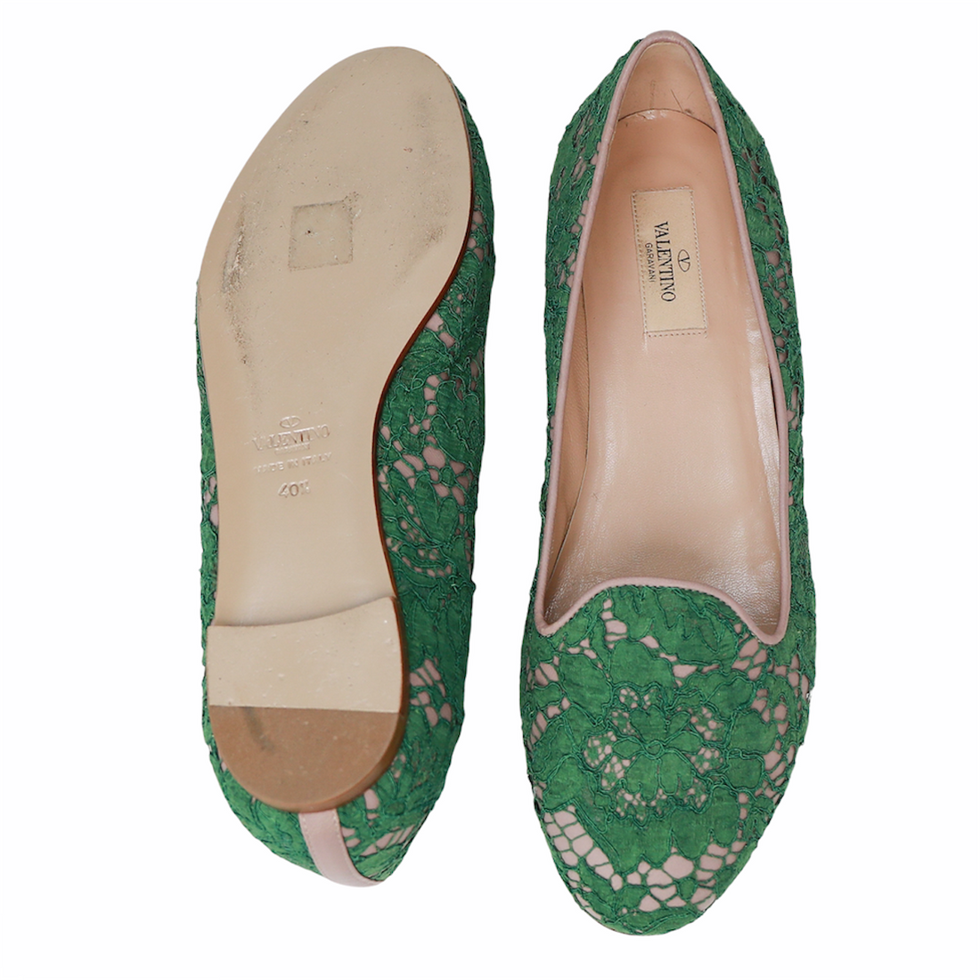 Valentino loafers in green lace