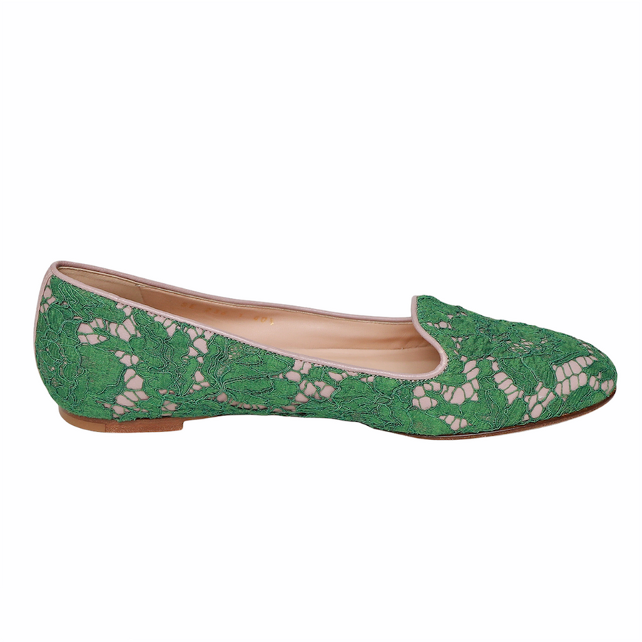 Valentino loafers in green lace