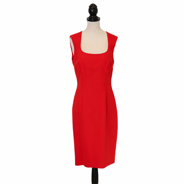 Versace sleeveless cocktail dress with a sixties look