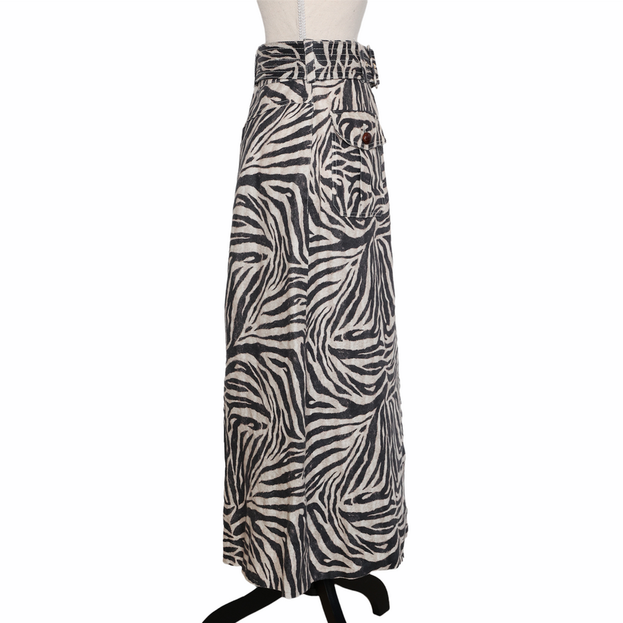 Zimmermann midi skirt in zebra print
