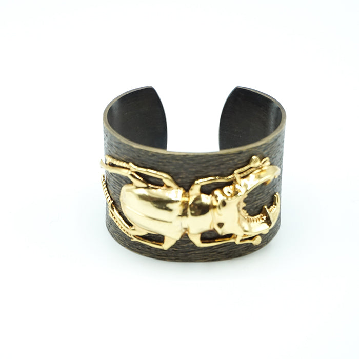 ILEANA MAKRI Scarab Gold-Plated Oxidized Brass Cuff