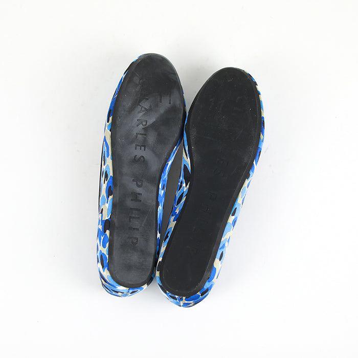 CHARLES PHILIP SHANGHAI Printed Satin Round-Toe Loafers