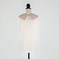 Dolce&amp;Gabbana sleeveless silk top with crochet collar