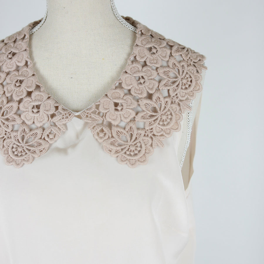 Dolce&amp;Gabbana sleeveless silk top with crochet collar